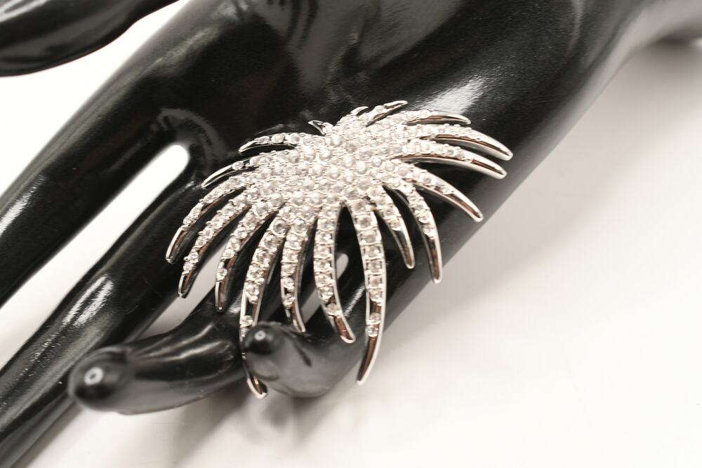 Vintage Swarovski Swan Crystal Fireworks Spray Brooch Silver Tone